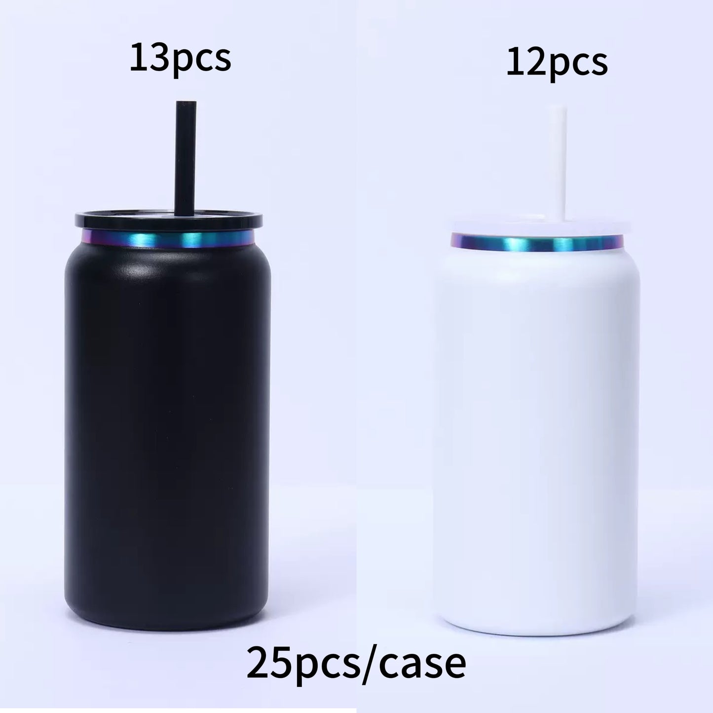 16oz Rainbow Plated Stainless Steel Can for Laser Engraving 25Pack USA Warehouse