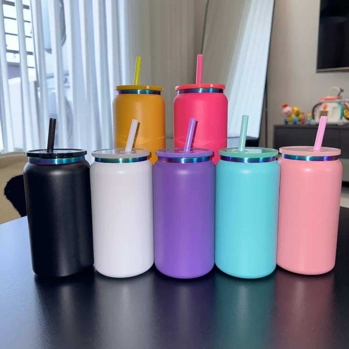 16oz Rainbow Plated Stainless Steel Can for Laser Engraving 25Pack USA Warehouse