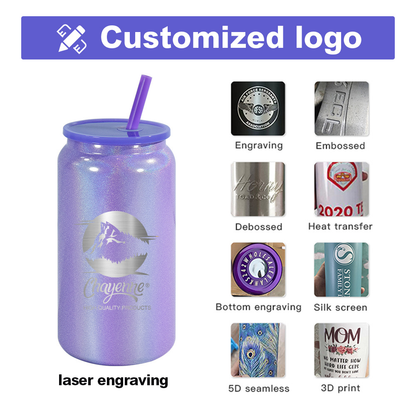 16oz Shimmer Rainbow Color Blank Sublimation Stainless Steel Metal Can 25 Pack USA Warehouse