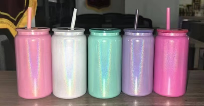 16oz Shimmer Rainbow Color Blank Sublimation Stainless Steel Metal Can 25 Pack USA Warehouse