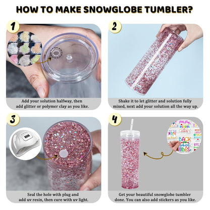 16oz Snow Globe Plastic Skinny Cups Clear Pre Drilled Hole Style 25 Pack 50 Pack China Warehouse