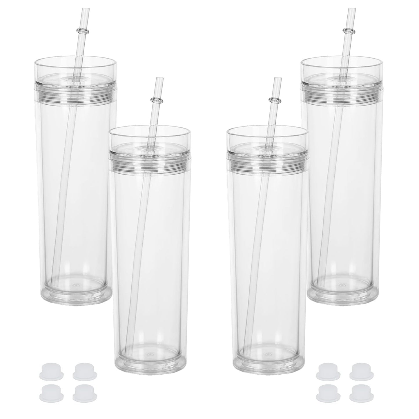 16oz Snow Globe Plastic Skinny Cups Clear Pre Drilled Hole Style 25 Pack 50 Pack China Warehouse
