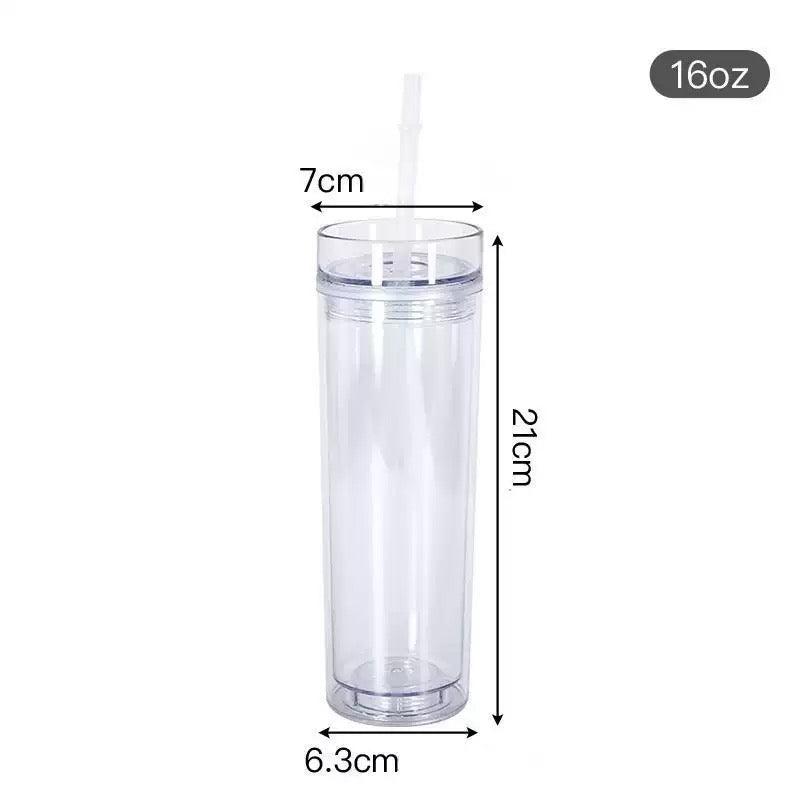 16oz Snow Globe Plastic Skinny Cups Clear Pre Drilled Hole Style 25 Pack 50 Pack China Warehouse