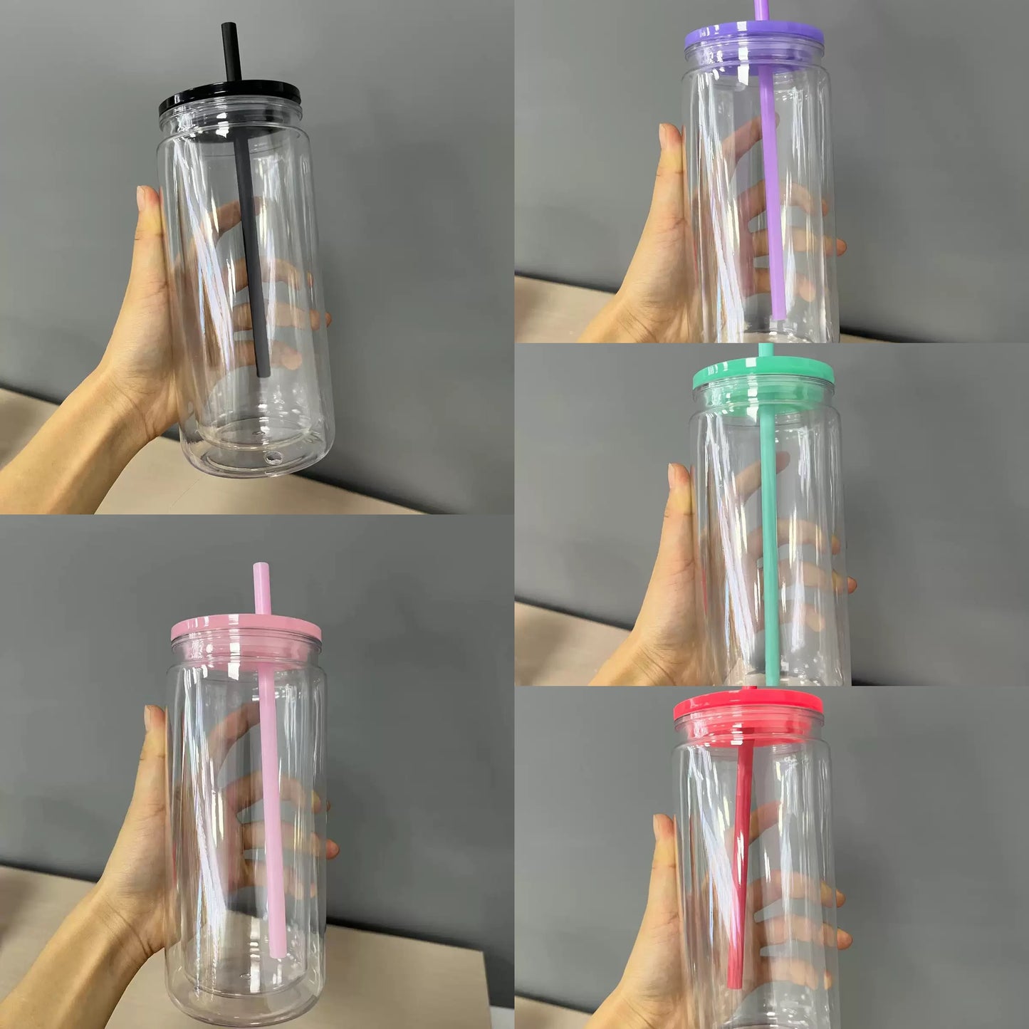 Inner 16oz Outer 20oz Snow Glole Clear Plastic Can Pre Drilled Hole and with Plug 25 Pack USA Warehouse