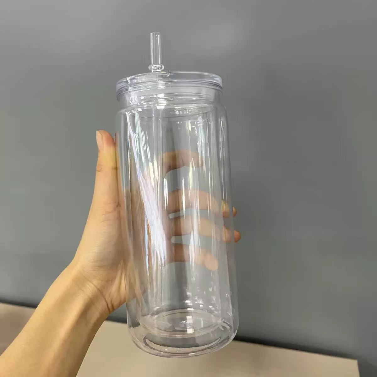 Inner 16oz Outer 20oz Snow Glole Clear Plastic Can Pre Drilled Hole and with Plug 25 Pack USA Warehouse