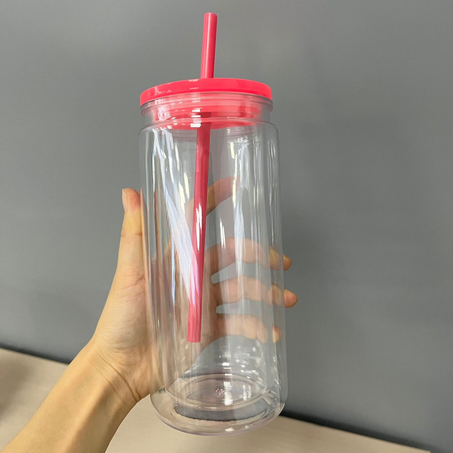 Inner 16oz Outer 20oz Snow Glole Clear Plastic Can Pre Drilled Hole and with Plug 25 Pack USA Warehouse