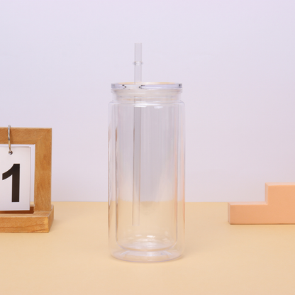 Inner 16oz Outer 20oz Snow Glole Clear Plastic Can Pre Drilled Hole and with Plug 25 Pack USA Warehouse