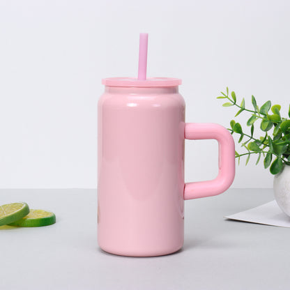 16oz Sublimation Glossy Macaron Color Mugs Stainless Steel Tumblers with Handle 25 Pack China Warehouse