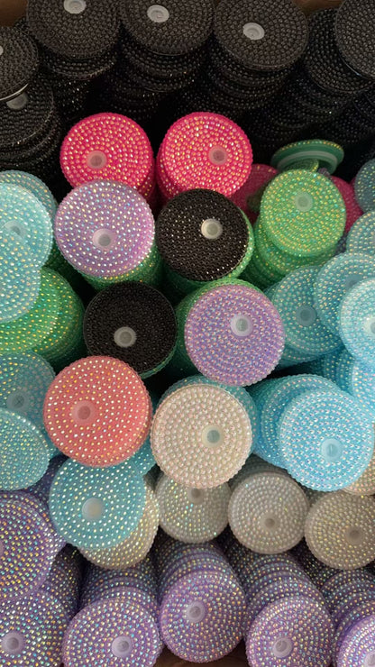 16oz Plastic Lids Bling Rhinestone Lids and Silicone Lids Glass Can 50Pack 100Pack Ship By Air