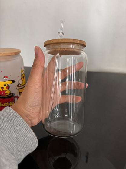 16oz Clear Frosted Blank Sublimation Glass Can with Wooden Lids 25 Pack 50Pack China Warehouse