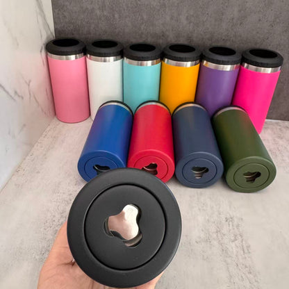 4 in one 16oz Powder Coated Cooler Can with Two Lids Bottom with Opener for Laser Engraved 25Pack China Warehouse