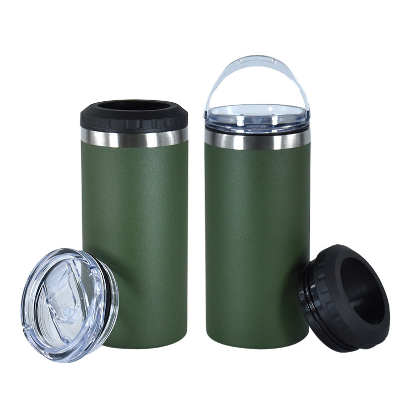 16oz Powder Coated Cooler Can with Two Lids and Bottom with Opener 4 in one Tumblers for Laser Engraved 25Pack USA Warehouse