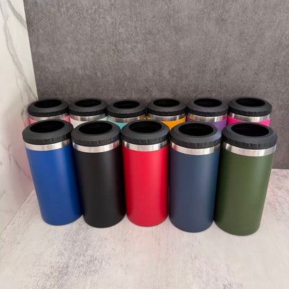 4 in one 16oz Powder Coated Cooler Can with Two Lids Bottom with Opener for Laser Engraved 25Pack China Warehouse