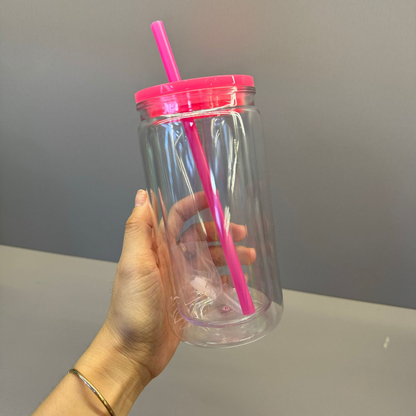 16oz 20oz Snow Glole Plastic Can with Colorful Lids Pre Drilled Hole and with Plug 50Pack China Warehouse