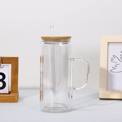 12oz 16oz 20oz Snow Globe Glass Pre Drilled Sublimation Mugs with Wooden Lids or Colorful Lids 25pack China Warehouse