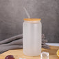 16oz Clear Frosted Blank Sublimation Glass Can with Wooden Lids 25 Pack 50Pack China Warehouse