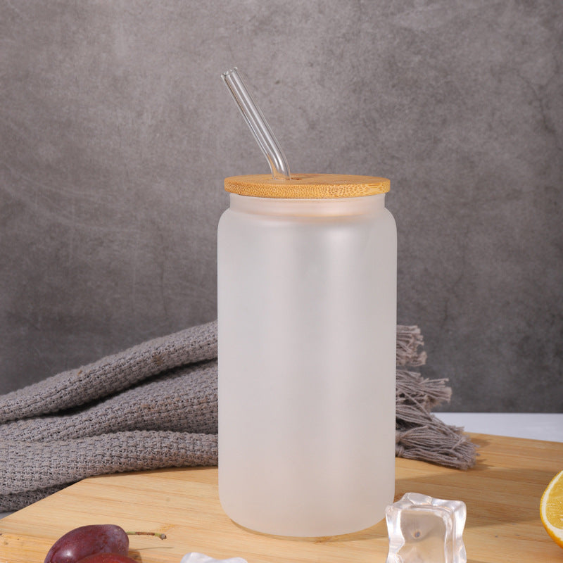 16oz Clear Frosted Blank Sublimation Glass Can with Wooden Lids 25 Pack 50Pack China Warehouse