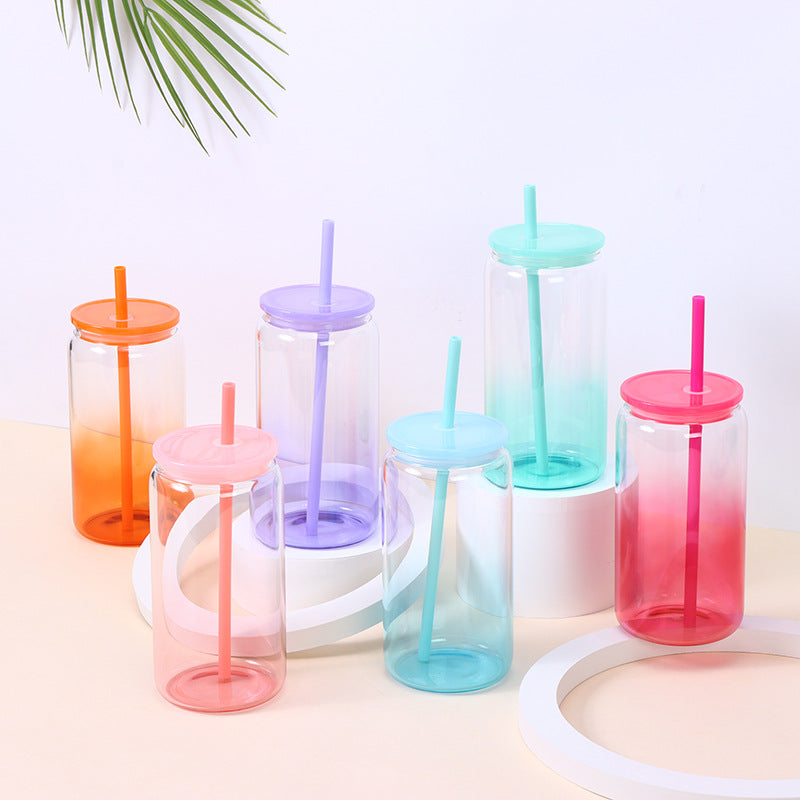 16oz Ombre Jelly Color Plastic Can for UV DTF Wraps Unbroken Water Cups for Kids 50pack USA Warehouse