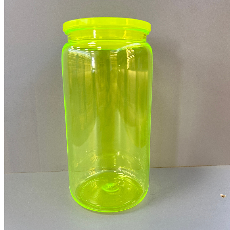 16oz Neon Color Plastic Acrylic Can Plastic Cups for UV DTF Wraps 50 Pack USA Warehouse