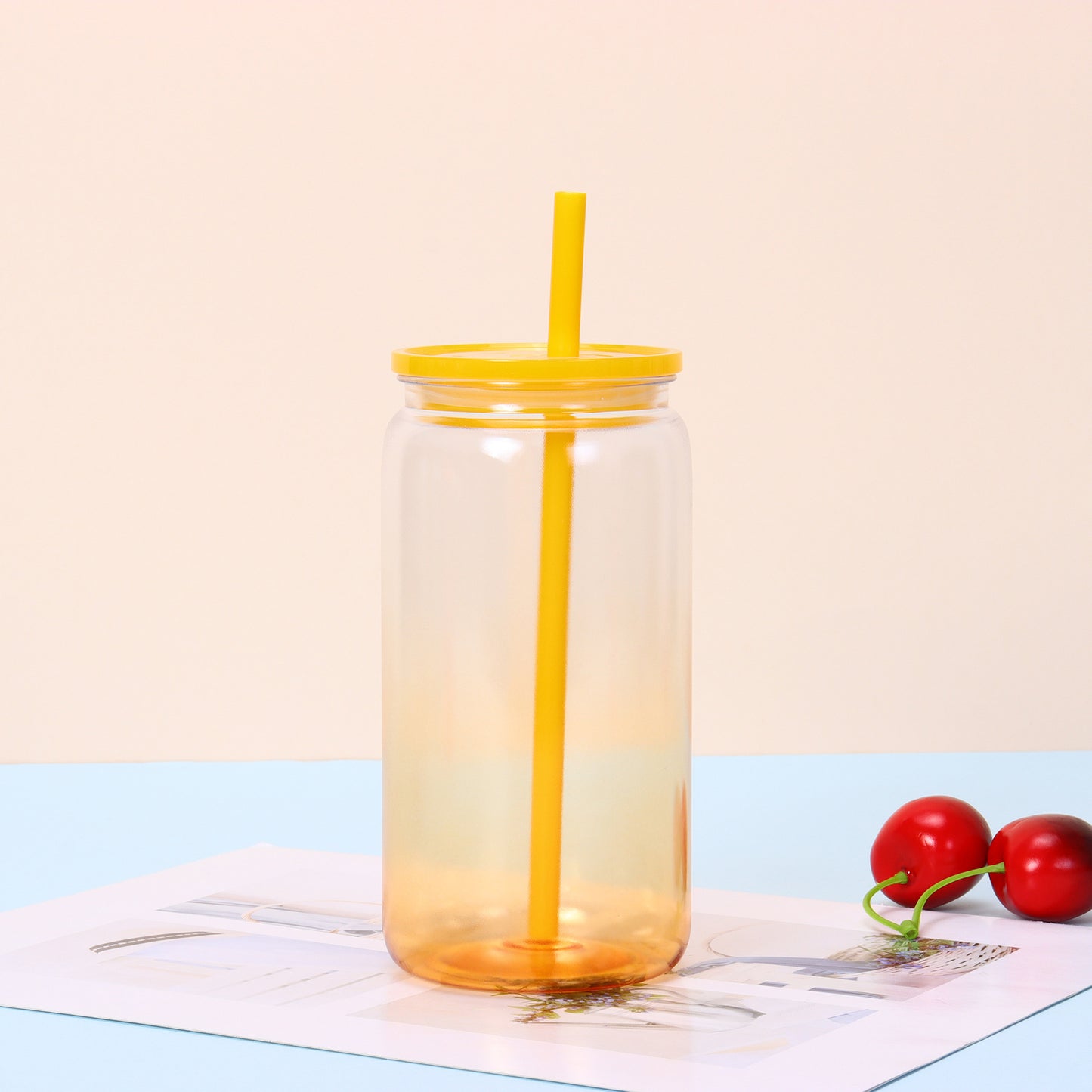 16oz Ombre Jelly Color Plastic Can for UV DTF Wraps Unbroken Water Cups for Kids 50pack USA Warehouse
