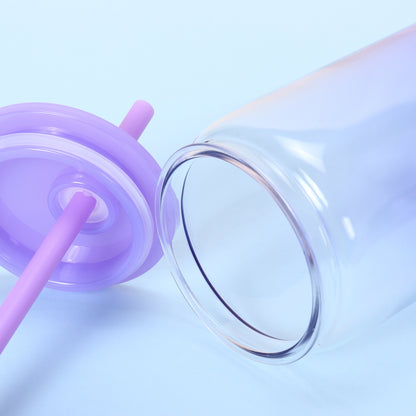 16oz Ombre Jelly Color Plastic Can for UV DTF Wraps Unbroken Water Cups for Kids 50pack USA Warehouse
