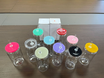 Wholesale 16oz Plastic Can Clear Frosted Neon Macaron Jelly Ombre Color Style Acrylic Can for UV DTF Wraps 50 Pack China