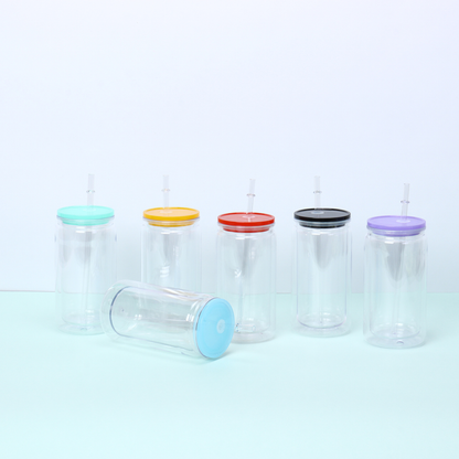 16oz 20oz Snow Glole Plastic Can with Colorful Lids Pre Drilled Hole and with Plug 50Pack China Warehouse