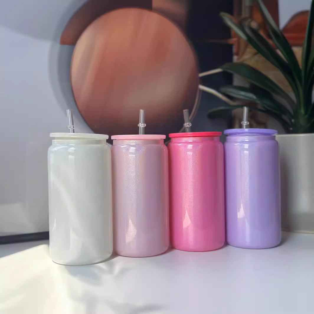 16oz Shimmer Color Glass Can for Sublimation 25Pack USA Warehouse