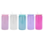 16oz Shimmer Rainbow Color Blank Sublimation Glass Can with Plastic Wooden Bling Lids 50Pack China Warehouse
