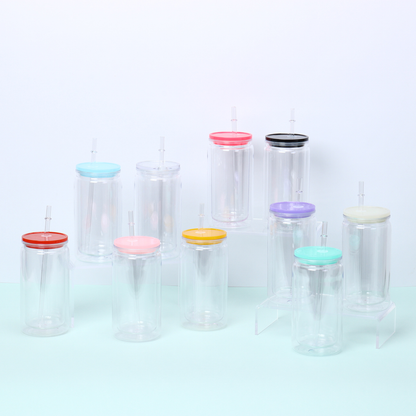 16oz 20oz Snow Glole Plastic Can with Colorful Lids Pre Drilled Hole and with Plug 50Pack China Warehouse
