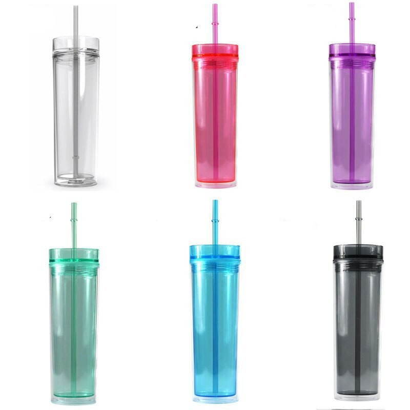 16oz Pre Drilled Hole Snow Globe Skinny Plastic Cups for UV DTF Wraps 25Pack 50Pack China Warehouse