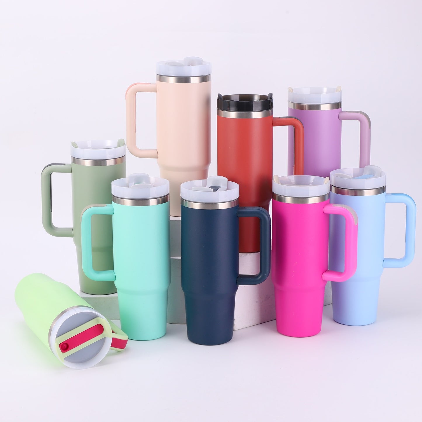 20 Pack China Warehouse H2.0 30oz powder coated stainless steel tumblers for laser engraving double wall insulated water bottles with handle