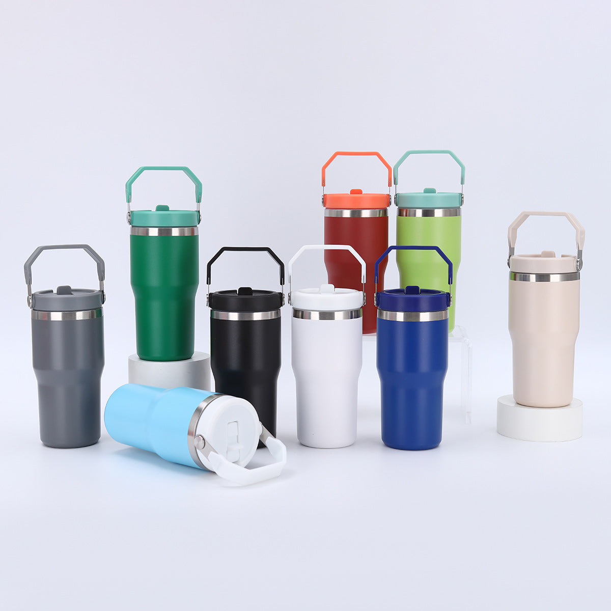 20Pack China Warehouse 20oz Kids Power Coated Flip Straw Tumblers Double Wall Stainless Steel Water Bottles for Laser Engraving