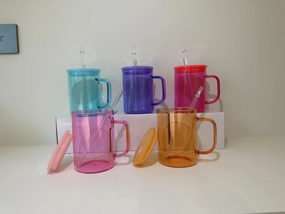 17oz Jelly Color Sublimation Glass Mugs for UV DTF Wraps and Sublimation 25Pack USA Warehouse
