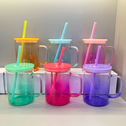 17oz Ombre Jelly Color Glass Mugs for Sublimation and UV DTF Wraps 25 Pack China Warehouse