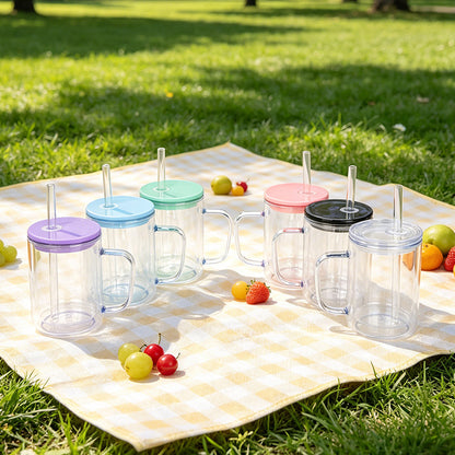17oz Snow Globe Plastic Cups with Handle Double Wall Acrylic Mugs for DIY 25Pack China Warehouse