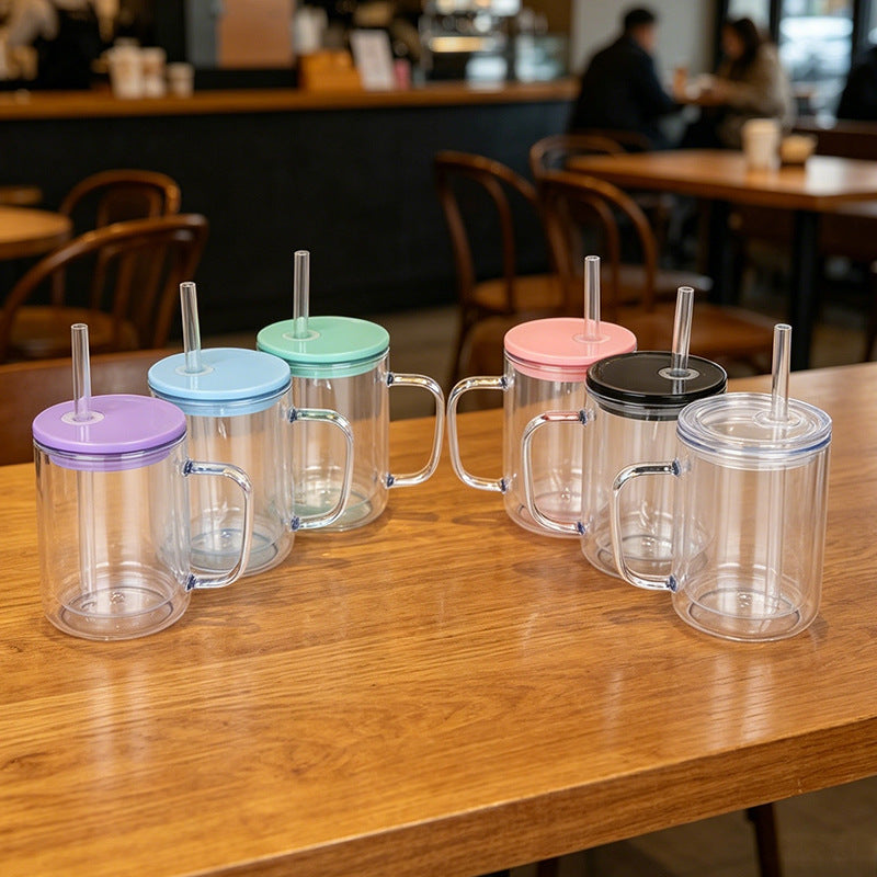 17oz Snow Globe Plastic Cups with Handle Double Wall Acrylic Mugs for DIY 25Pack China Warehouse