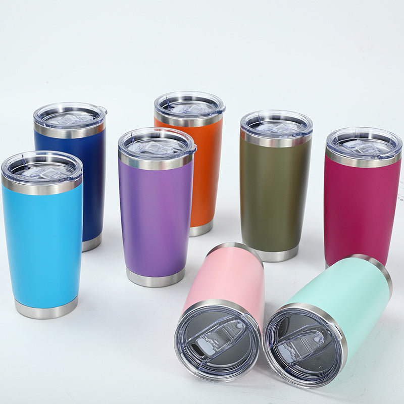 25Pack 50Pack 20oz Power Coated Car Tumblers for Laser Engraving Double Wall Stainless Steel Cups with Leak Proof Sliding Lids