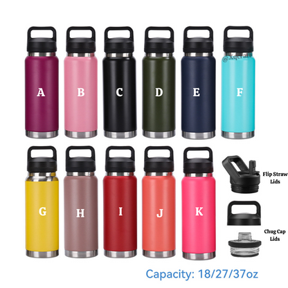 18oz 27oz 37oz Yeti Style Powder Coated Water Bottles with Flip Straw and Chug Cap Lids for Laser Engarving 25 Pack China Warehouse