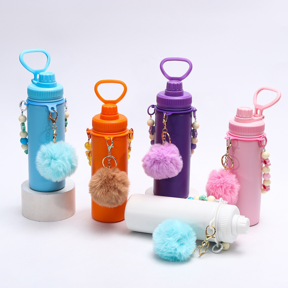 18oz Powder Coated Water Bottles With Portable Carrying Strap and Key Pendant 25Pack China Warehouse