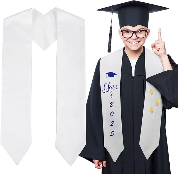 Sublimation Blank Graduation Stole Sash Plain Honor Class Graduation Sash White Stole for Unisex Adults Kids 50Pack China Warehouse