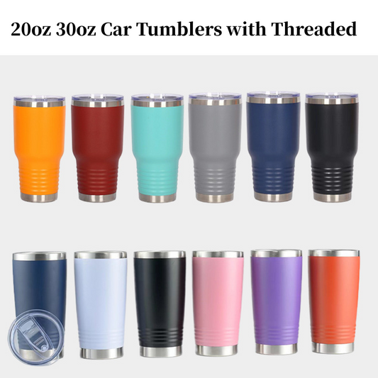 20oz 30oz Power Coated Car Tumblers Bottom with Threaded for Laser Engraving 25Pack China Warehouse