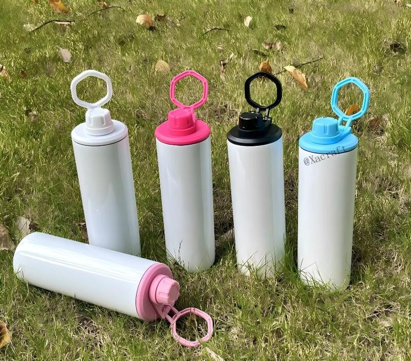 20oz Blank Sublimation Skinny Water Bottles With Colorful Lids with Handle 25 Pack China Warehouse