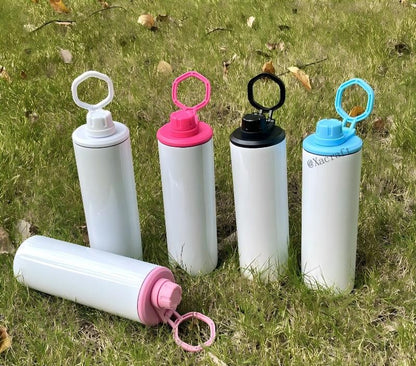 20oz Blank Sublimation Skinny Water Bottles With Colorful Lids with Handle 25 Pack China Warehouse