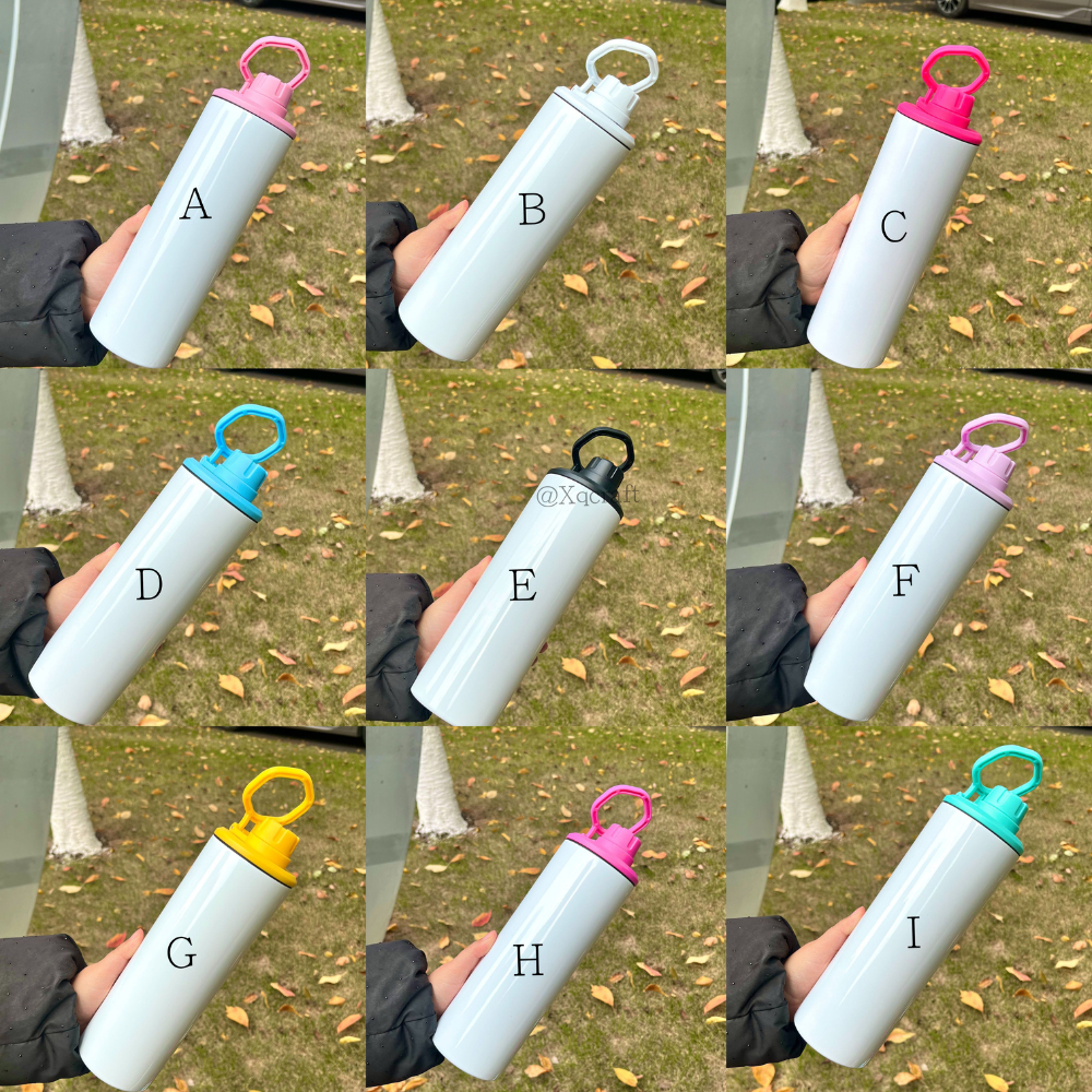 20oz Blank Sublimation Skinny Water Bottles With Colorful Lids with Handle 25 Pack China Warehouse
