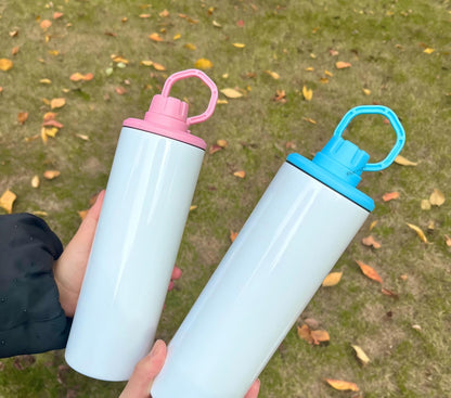 20oz Blank Sublimation Skinny Water Bottles With Colorful Lids with Handle 25 Pack China Warehouse