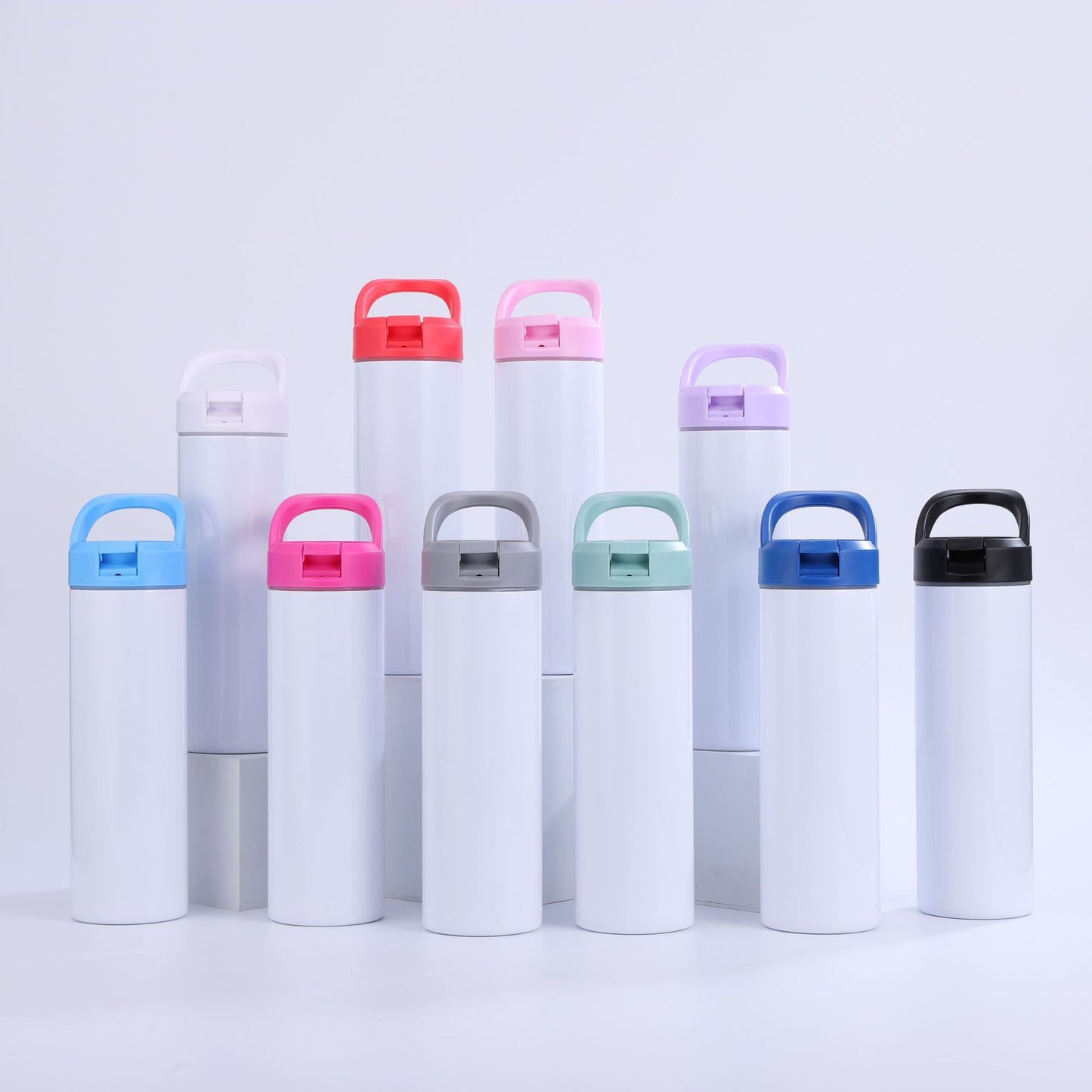 20oz Blank Sublimation Straight Tumblers with Flip Straw Lids 10 Colors Mix 25 Pack China Warehouse