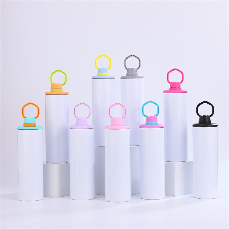 20oz Blank Sublimation Skinny Water Bottles With Colorful Handle Lids 14 Colors Mix 25 Pack China Warehouse