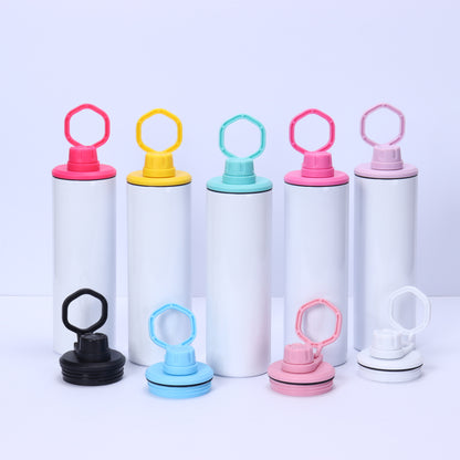 20oz Blank Sublimation Skinny Water Bottles With Colorful Lids with Handle 25 Pack China Warehouse