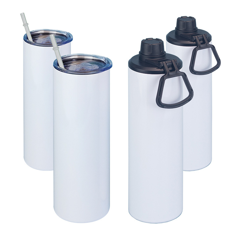 20oz Blank Sublimation White Straight Sport Lids Tumbler With Handle 25Pack China Warehouse